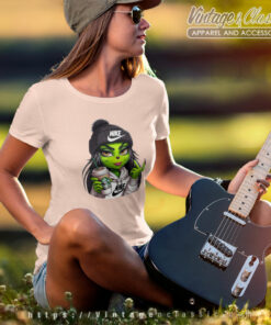 Nike Grinch Girl Drinking Coffee Women T Shirt