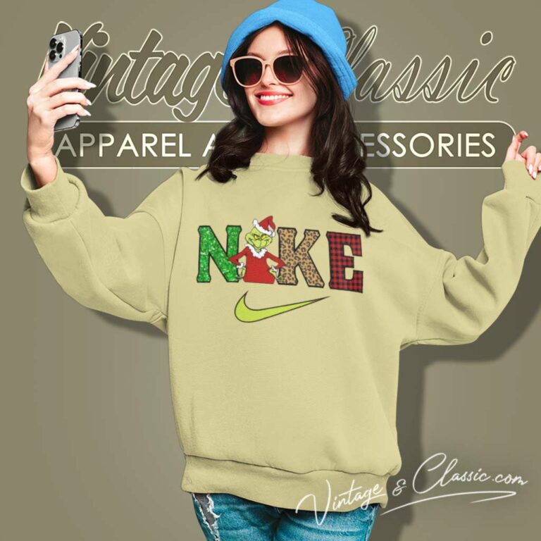 Nike Grinch Santa Parody Christmas Sweatshirt Nike Grinch Santa Parody Christmas Sweatshirt