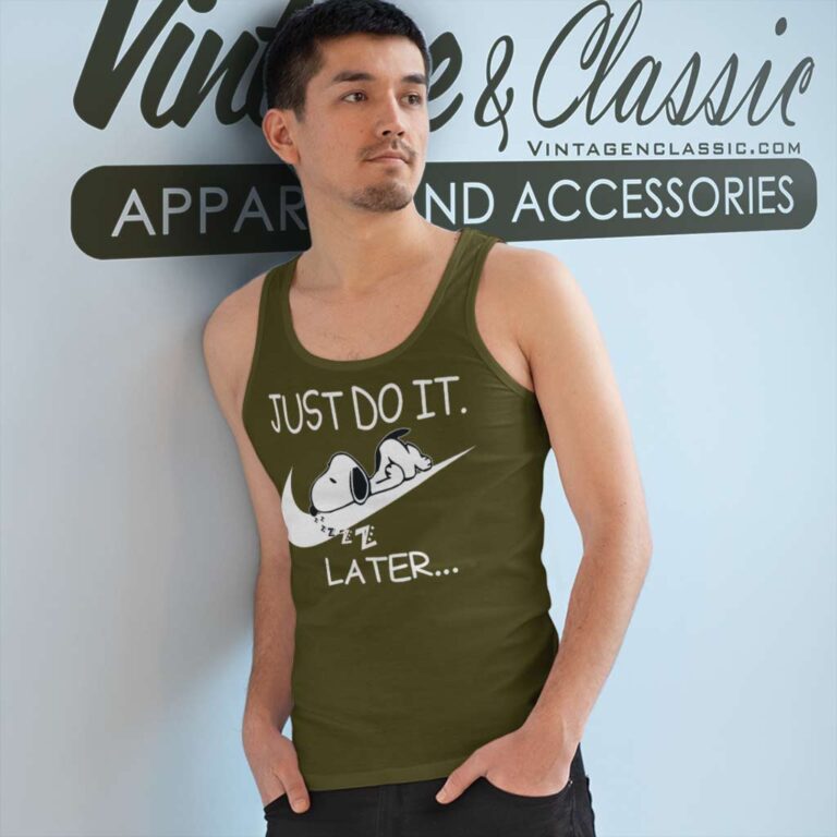 Nike Just Do It Later Snoopy Tank Top Racerback Nike Just Do It Later Snoopy Tank Top Racerback