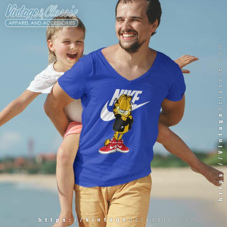 Nike Logo And Garfield V Neck TShirt Nike Logo And Garfield V Neck TShirt