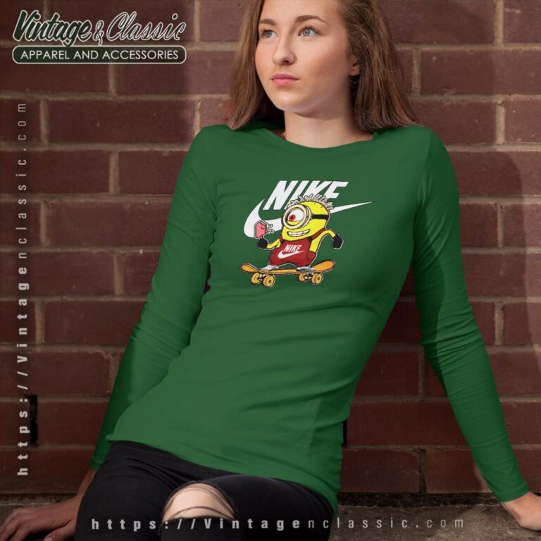 Nike Logo Minions Skateboard Funny Long Sleeve Tee Nike Logo Minions Skateboard Funny Long Sleeve Tee
