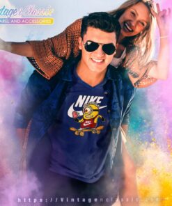 Nike Logo Minions Skateboard Funny V Neck TShirt