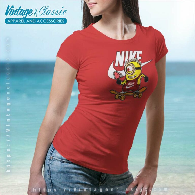 Nike Logo Minions Skateboard Funny Women TShirt Nike Logo Minions Skateboard Funny Women TShirt