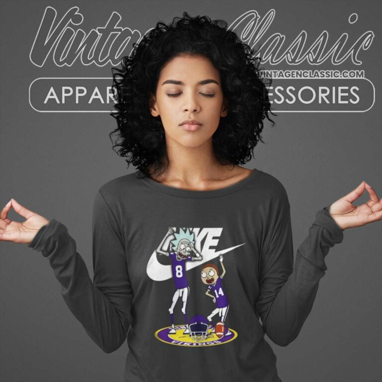 Nike Rick And Morty Minnesota Vikings Long Sleeve Tee Nike Rick And Morty Minnesota Vikings Long Sleeve Tee