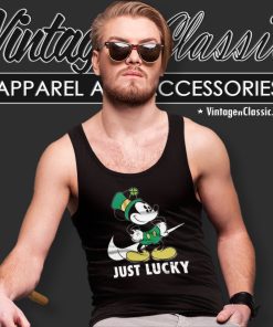 Nike Shamrock Just Lucky Mickey Mouse St Patricks Day Tank Top Racerback