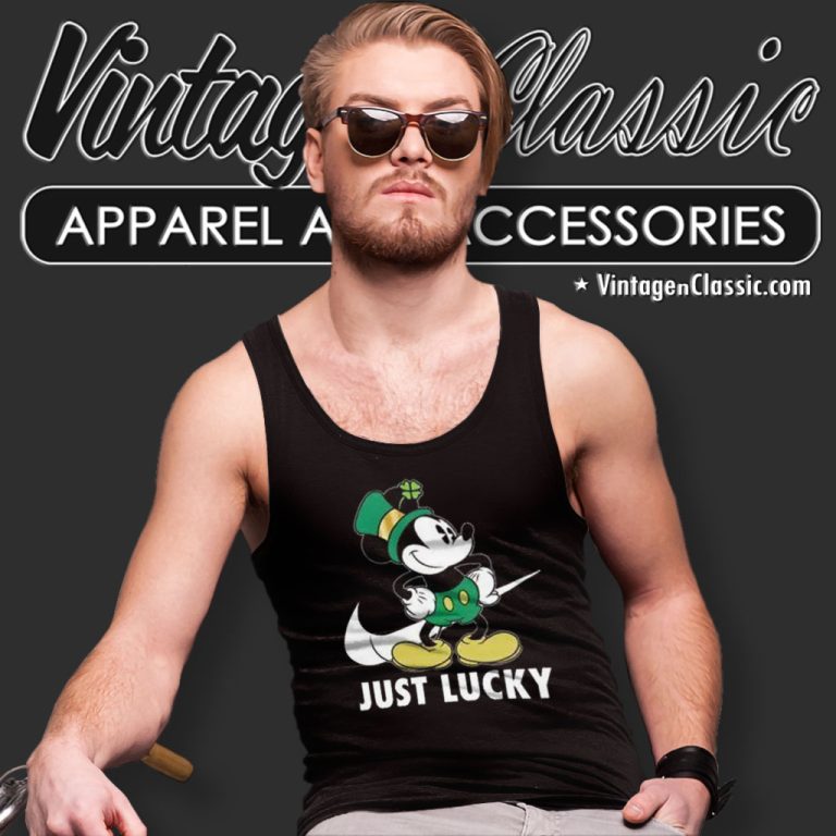 Nike Shamrock Just Lucky Mickey Mouse St Patricks Day Tank Top Racerback Nike Shamrock Just Lucky Mickey Mouse St Patricks Day Tank Top Racerback
