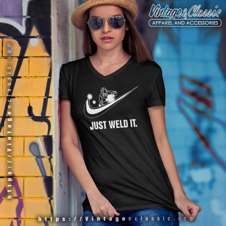 Nike Swoosh Logo Just Weld It V Neck TShirt Nike Swoosh Logo Just Weld It V Neck TShirt