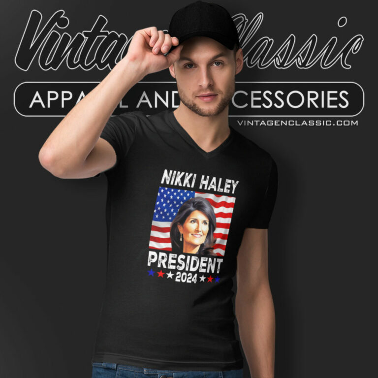 Nikki Haley President Flag V Neck TShirt Nikki Haley President Flag V Neck TShirt