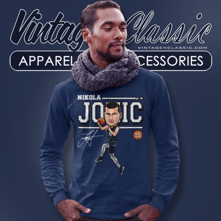 Nikola Jokic Cartoon Denver Nuggets Player Long Sleeve Tee Nikola Jokic Cartoon Denver Nuggets Player Long Sleeve Tee