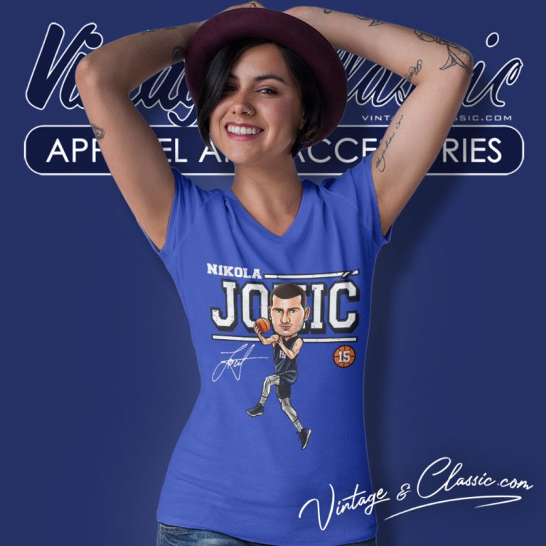Nikola Jokic Cartoon Denver Nuggets Player V Neck TShirt Nikola Jokic Cartoon Denver Nuggets Player V Neck TShirt