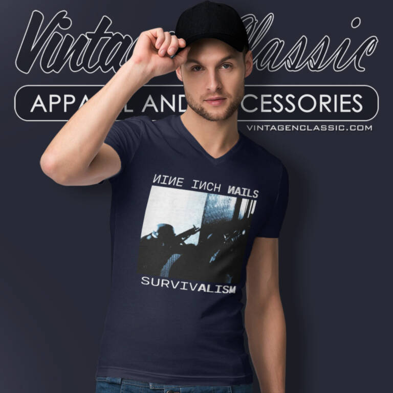 Nine Inch Nails Survivalism Concert V Neck TShirt Nine Inch Nails Survivalism Concert V Neck TShirt