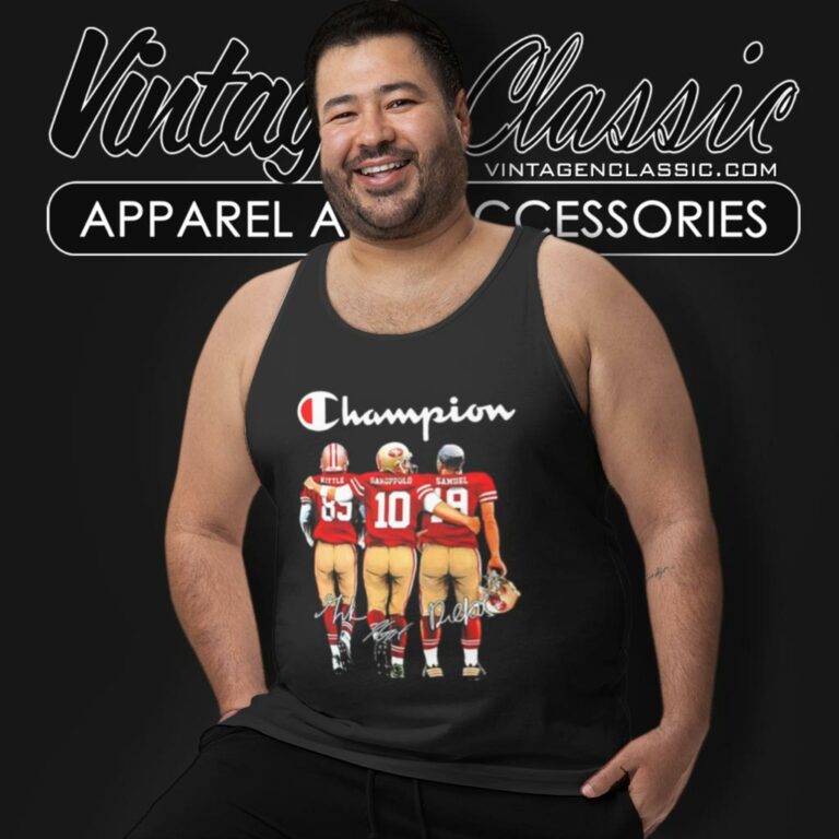 Niner Faithful Deebo Samuel George Kittle And Garoppolo San Francisco 49ers Tank Top Racerback Niner Faithful Deebo Samuel George Kittle And Garoppolo San Francisco 49ers Tank Top Racerback