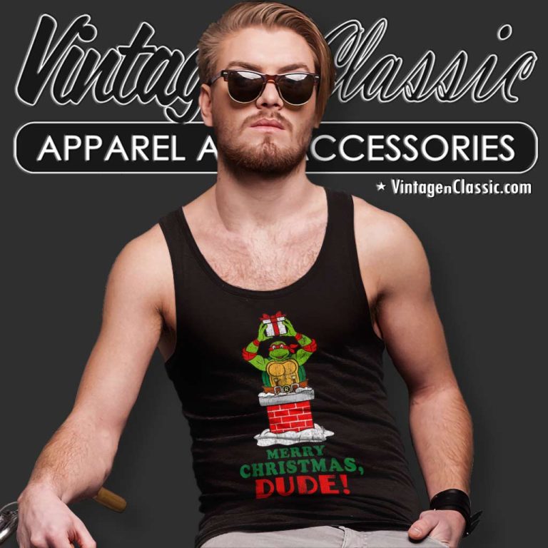 Ninja Turtle From The Chimney Merry Christmas Dude Tank Top Racerback Ninja Turtle From The Chimney Merry Christmas Dude Tank Top Racerback