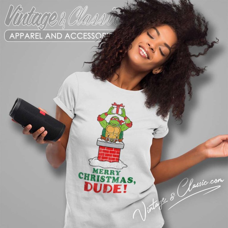 Ninja Turtle From The Chimney Merry Christmas Dude Women TShirt Ninja Turtle From The Chimney Merry Christmas Dude Women TShirt