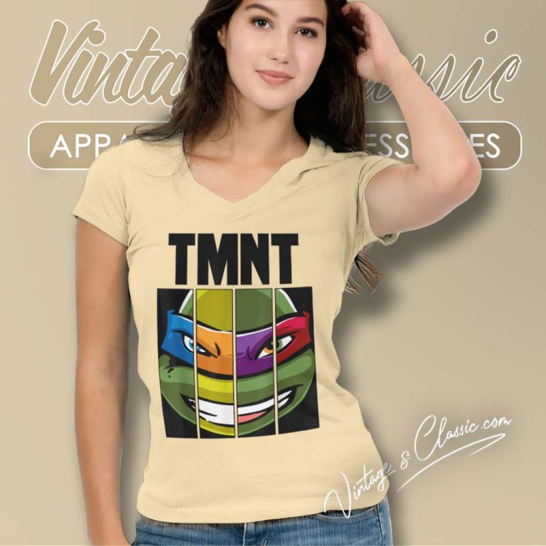 Ninja Turtles Face Mash Up V Neck TShirt Ninja Turtles Face Mash Up V Neck TShirt