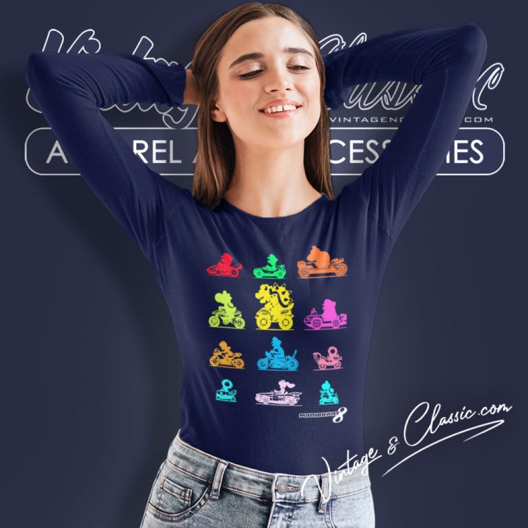 Nintendo Mario Kart Colorful Character Profile Long Sleeve Tee Nintendo Mario Kart Colorful Character Profile Long Sleeve Tee
