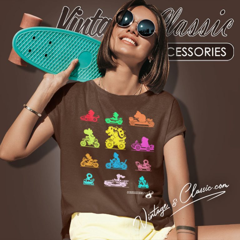 Nintendo Mario Kart Colorful Character Profile Women T Shirt Nintendo Mario Kart Colorful Character Profile Women T Shirt