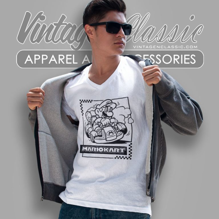 Nintendo Mario Kart Retro Racers V Neck TShirt Nintendo Mario Kart Retro Racers V Neck TShirt