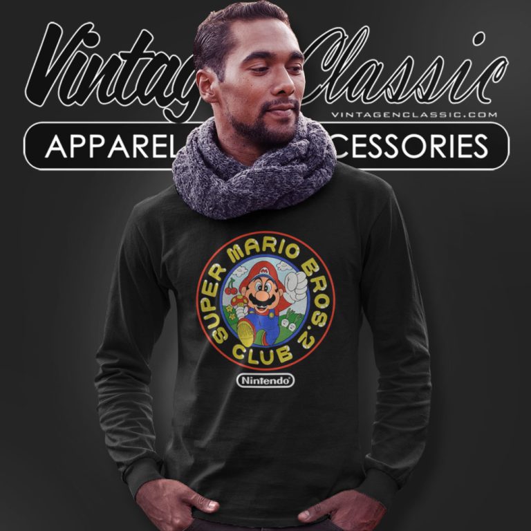 Nintendo Super Mario Brothers 2 Club Long Sleeve Tee Nintendo Super Mario Brothers 2 Club Long Sleeve Tee