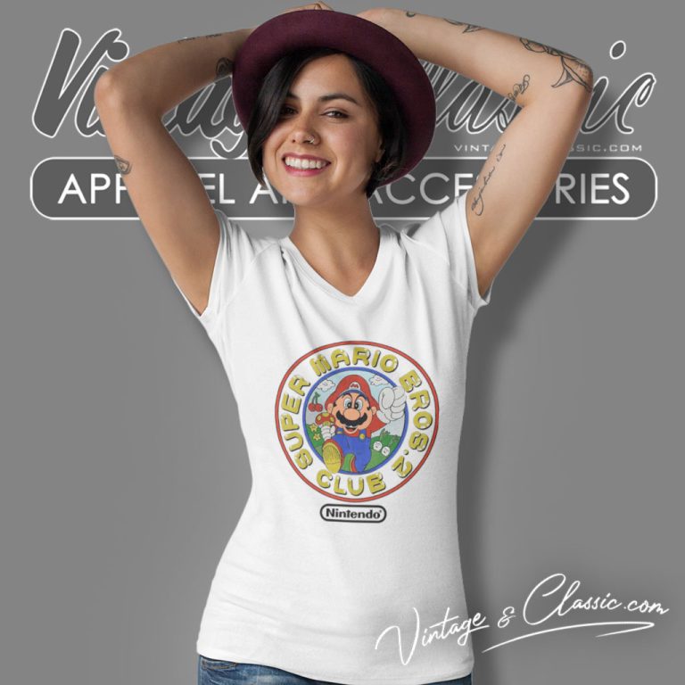 Nintendo Super Mario Brothers 2 Club V Neck TShirt Nintendo Super Mario Brothers 2 Club V Neck TShirt