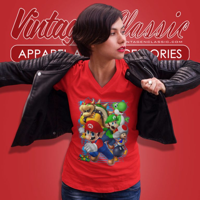 Nintendo Super Mario Luigi Bowser V Neck TShirt Nintendo Super Mario Luigi Bowser V Neck TShirt