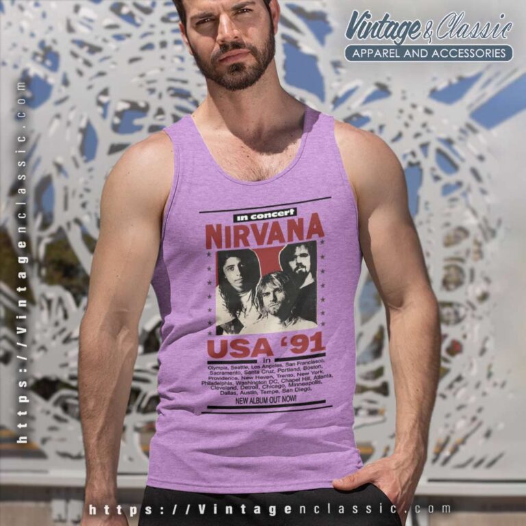 Nirvana In Concert Usa 91 Tank Top Racerback Nirvana In Concert Usa 91 Tank Top Racerback