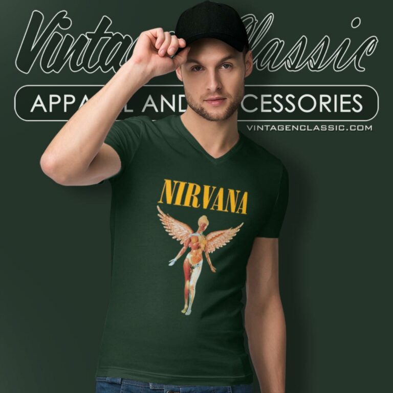 Nirvana In Utero Angel Preppy V Neck TShirt Nirvana In Utero Angel Preppy V Neck TShirt