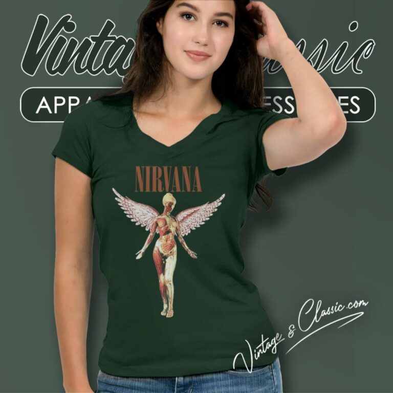 Nirvana In Utero Vintage Style V Neck TShirt Nirvana In Utero Vintage Style V Neck TShirt