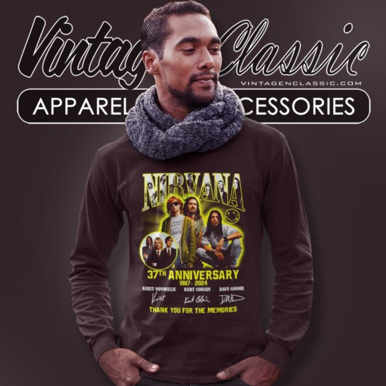 Nirvana Kurt Cobain 37th Anniversary 1987 2024 Signatures Thank You For The Memories Long Sleeve Tee Nirvana Kurt Cobain 37th Anniversary 1987 2024 Signatures Thank You For The Memories Long Sleeve Tee