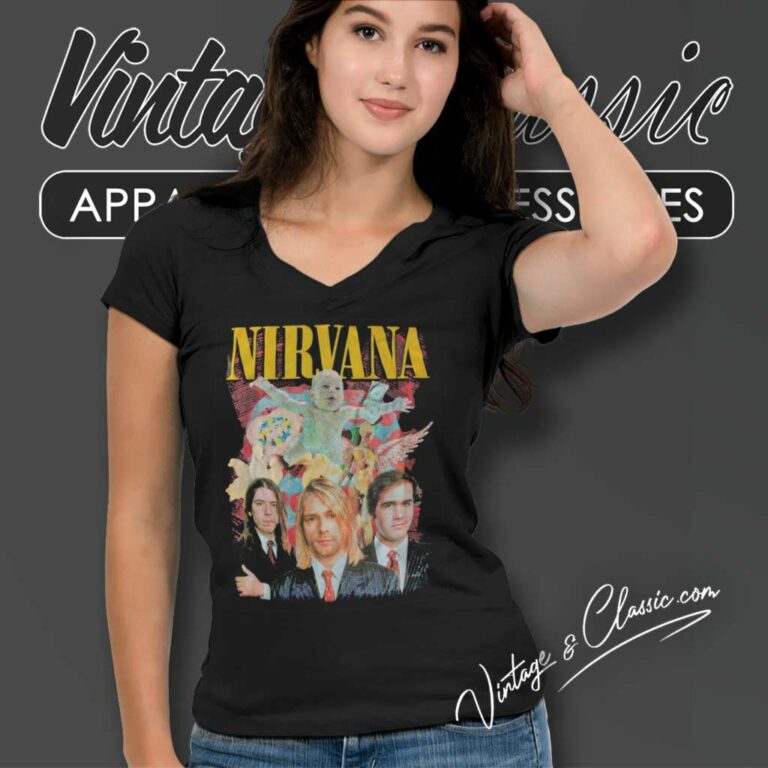 Nirvana Rock Band All Album Cover V Neck TShirt Nirvana Rock Band All Album Cover V Neck TShirt