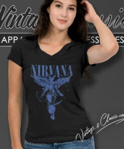 Nirvana Shirt In Utero Angel Splatter Blue 2024 V Neck TShirt