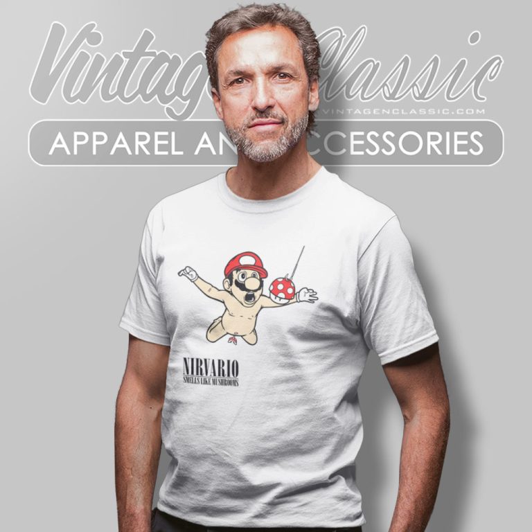 Nirvario Cartoon Nirvana X Mario Shirt Smells Like Mushrooms T Shirt Nirvario Cartoon Nirvana X Mario Shirt Smells Like Mushrooms T Shirt