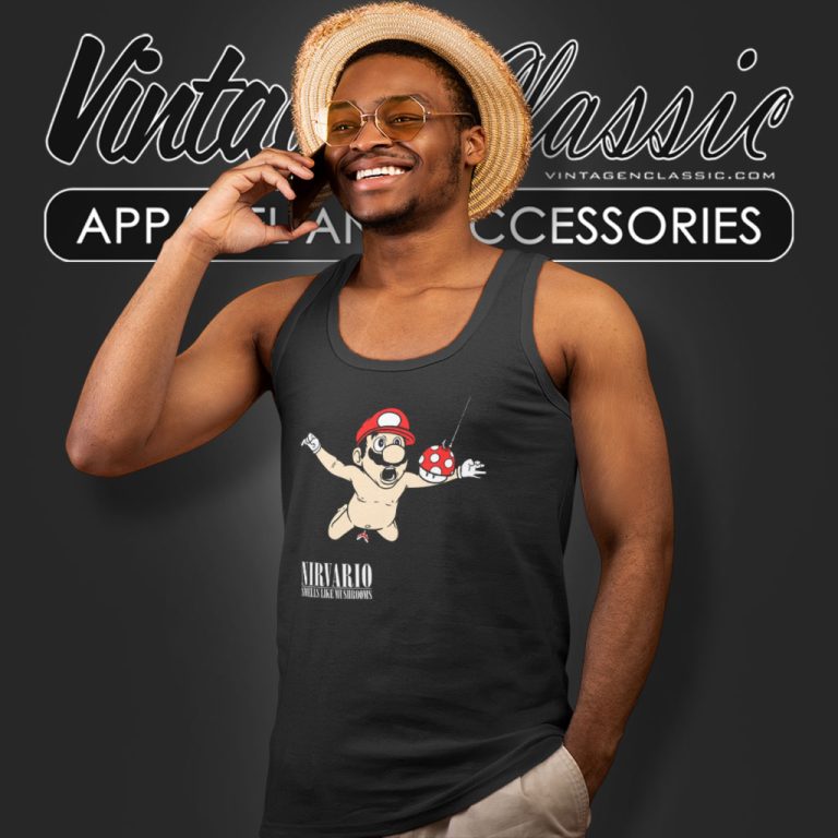 Nirvario Cartoon Nirvana X Mario Shirt Smells Like Mushrooms Tank Top Racerback Nirvario Cartoon Nirvana X Mario Shirt Smells Like Mushrooms Tank Top Racerback