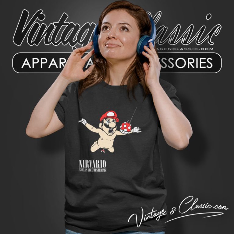 Nirvario Cartoon Nirvana X Mario Shirt Smells Like Mushrooms Women T Shirt Nirvario Cartoon Nirvana X Mario Shirt Smells Like Mushrooms Women T Shirt