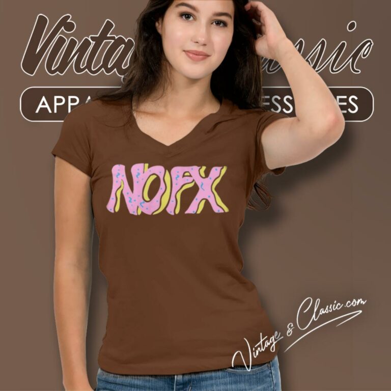Nofx Pink Logo V Neck TShirt Nofx Pink Logo V Neck TShirt