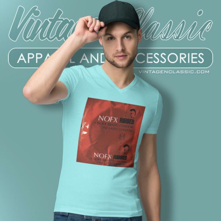 Nofx Ribbed Condom Epitaph V Neck TShirt Nofx Ribbed Condom Epitaph V Neck TShirt