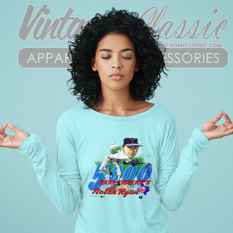 Nolan Ryan Caricature 80s Baseball Mlb Texas Rangers Long Sleeve Tee Nolan Ryan Caricature 80s Baseball Mlb Texas Rangers Long Sleeve Tee