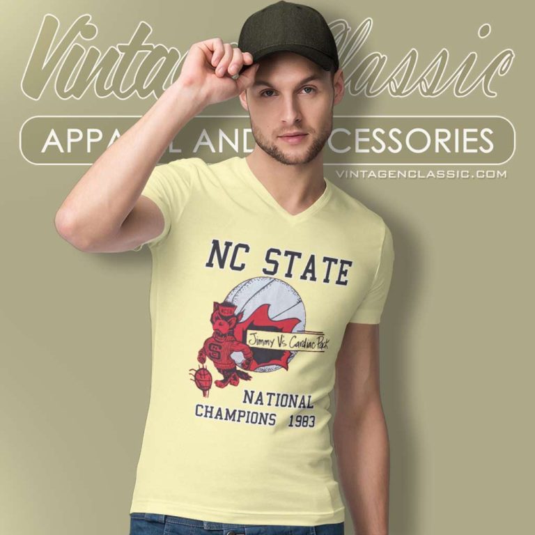 North Carolina Shirt State Wolfpack 1983 National Champions V Neck TShirt North Carolina Shirt State Wolfpack 1983 National Champions V Neck TShirt