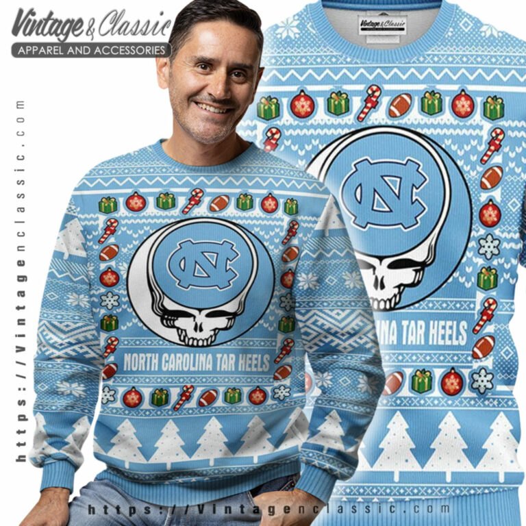 North Carolina Tar Heels Grateful Dead Ugly Sweater Men Ugly Sweater North Carolina Tar Heels Grateful Dead Ugly Sweater Men Ugly Sweater