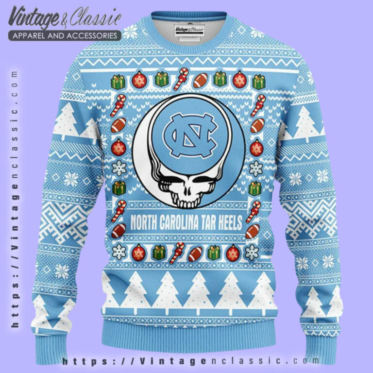 North Carolina Tar Heels Grateful Dead Ugly Sweater Ugly Christmas Sweater North Carolina Tar Heels Grateful Dead Ugly Sweater Ugly Christmas Sweater