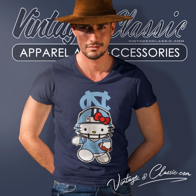 North Carolina Tar Heels Hello Kitty V Neck TShirt North Carolina Tar Heels Hello Kitty V Neck TShirt