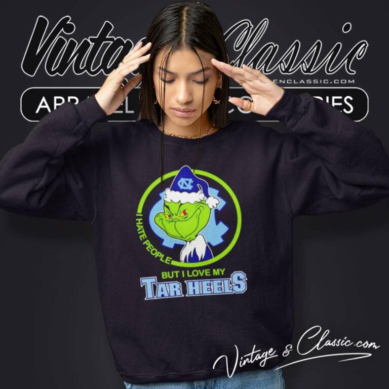 North Carolina Tar Heels Ncaa Christmas Grinch Shirt I Hate People But I Love My Tar Heels Sweatshirt North Carolina Tar Heels Ncaa Christmas Grinch Shirt I Hate People But I Love My Tar Heels Sweatshirt