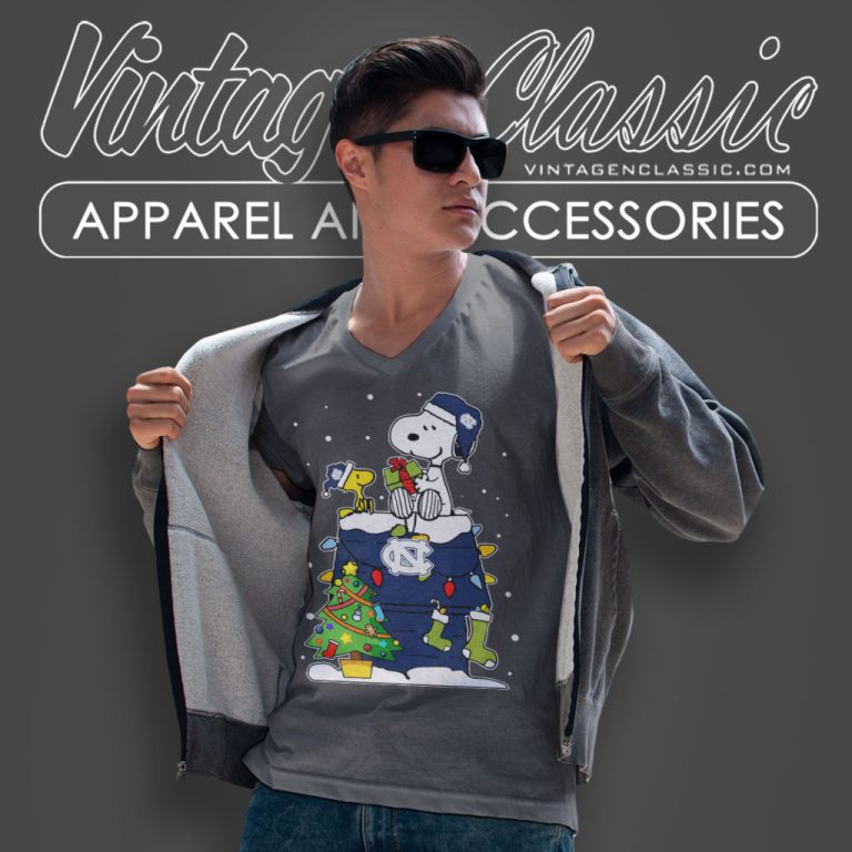 North Carolina Tar Heels Ugly Christmas Sweaters Snoopy Woodstock V Neck TShirt North Carolina Tar Heels Ugly Christmas Sweaters Snoopy Woodstock V Neck TShirt