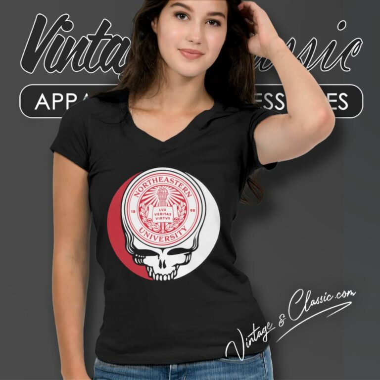 Northeastern University Grateful Dead Steal Your Face V Neck TShirt Northeastern University Grateful Dead Steal Your Face V Neck TShirt