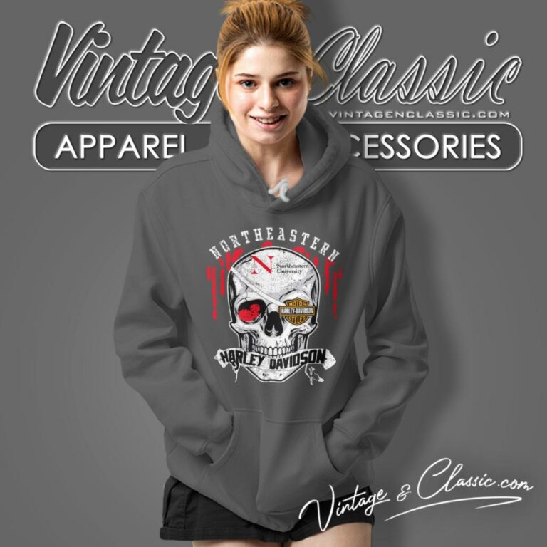 Northeastern University Harley Davidson Skull Hoodie Northeastern University Harley Davidson Skull Hoodie