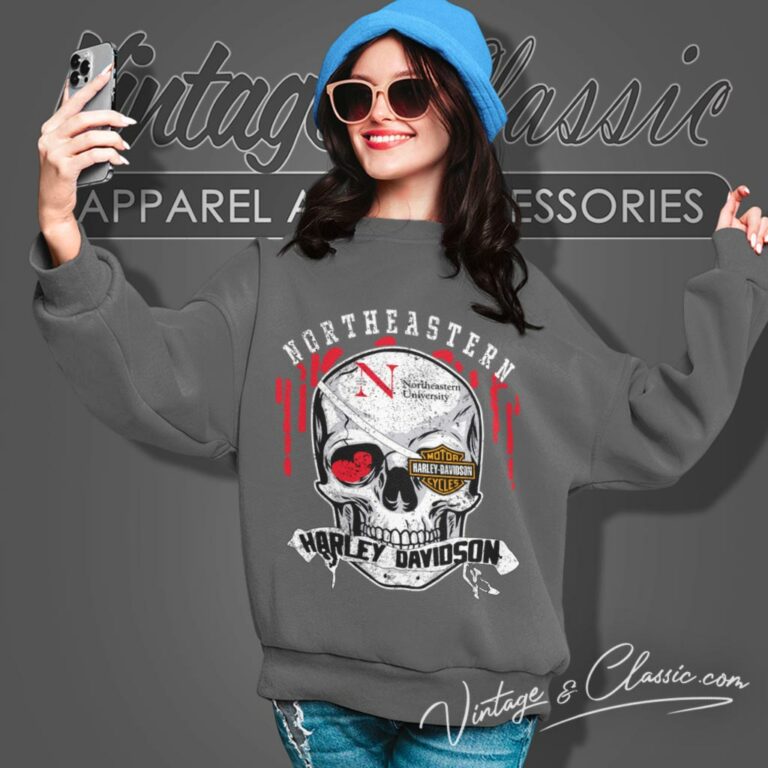 Northeastern University Harley Davidson Skull Sweatshirt Northeastern University Harley Davidson Skull Sweatshirt