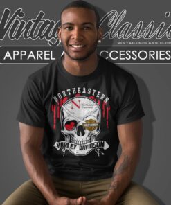 Northeastern University Harley Davidson Skull T Shirt