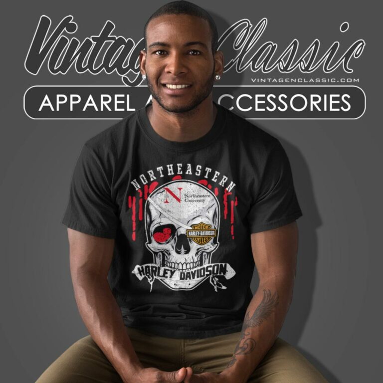 Northeastern University Harley Davidson Skull T Shirt Northeastern University Harley Davidson Skull T Shirt
