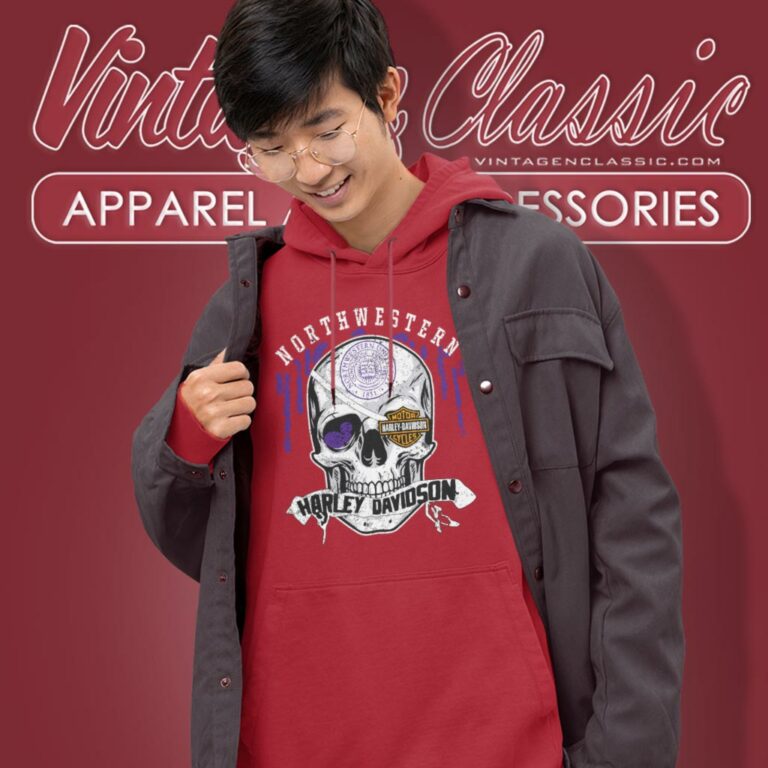 Northwestern University Harley Davidson Skull Hoodie Northwestern University Harley Davidson Skull Hoodie