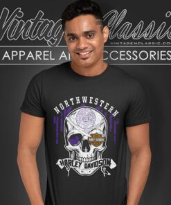 Northwestern University Harley Davidson Skull T Shirt